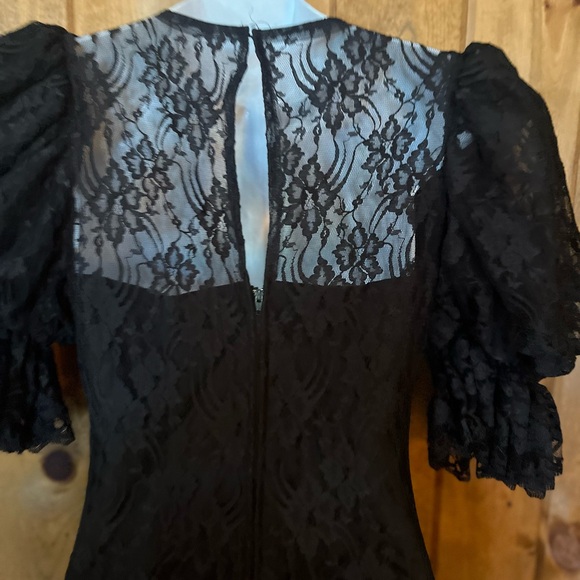 Vintage Gothic size 5/6 Zum Zum black on black prom dress. - Picture 8 of 12